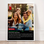 Poster famille personnalisé style Netflix avec plusieurs photos souvenir et décoration moderne à offrir