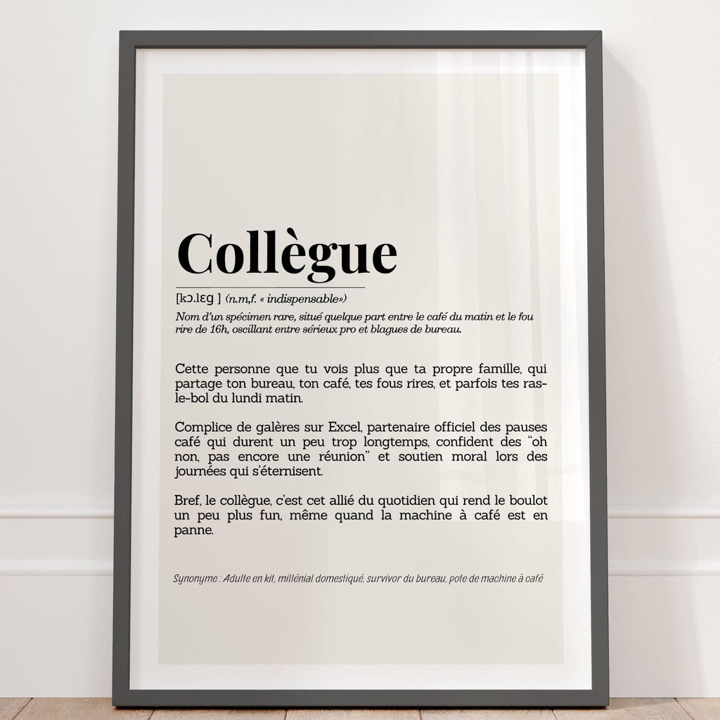 Affiche citation “Collègue” – style dictionnaire pour bureau