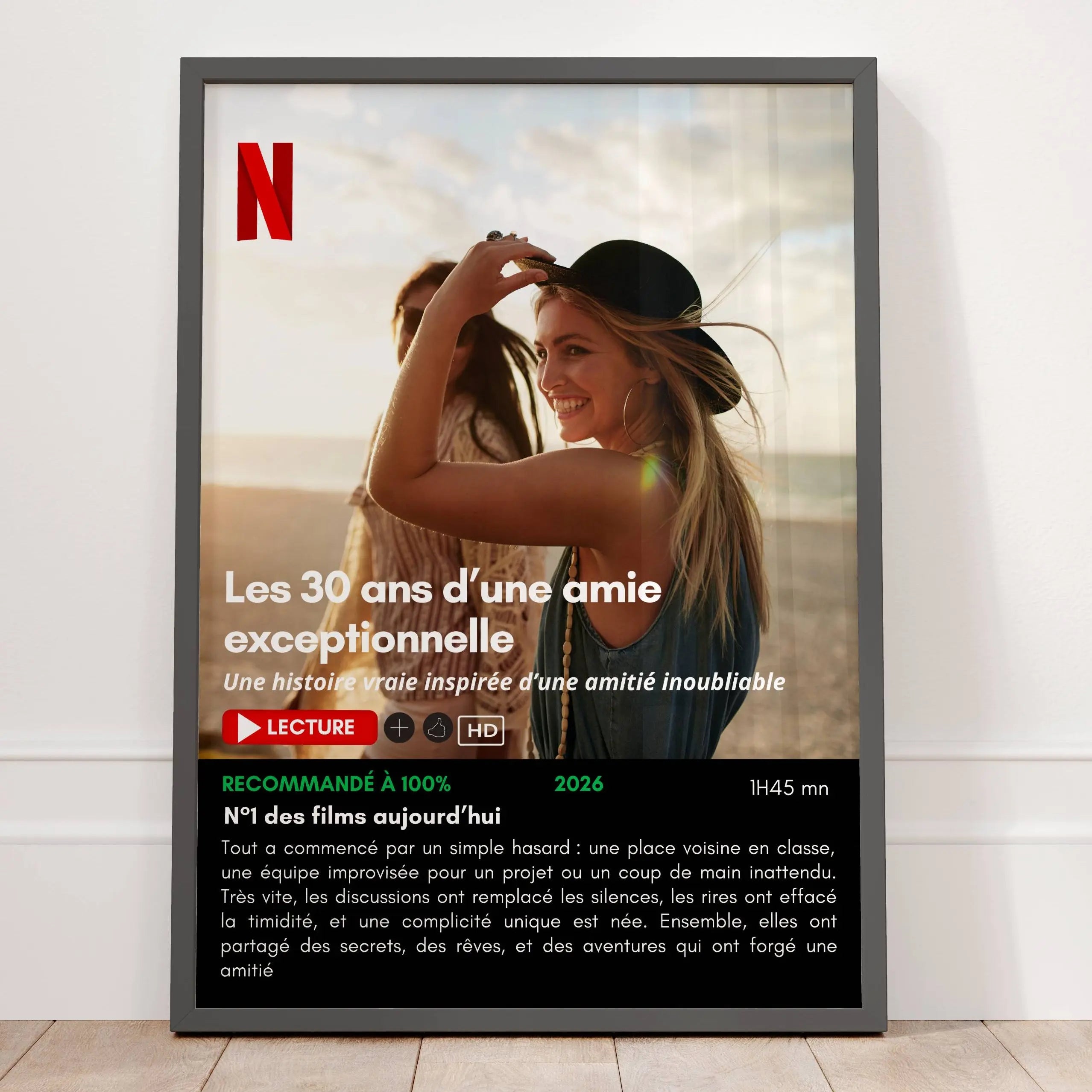 Poster Netflix personnalisé amitié anniversaire femme cadeau original