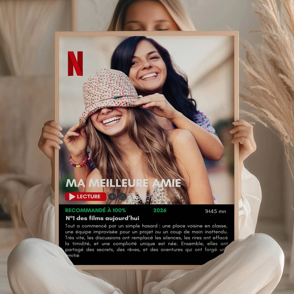 Affiche Netflix personnalisée meilleure amie avec photo et texte cadeau original amitié