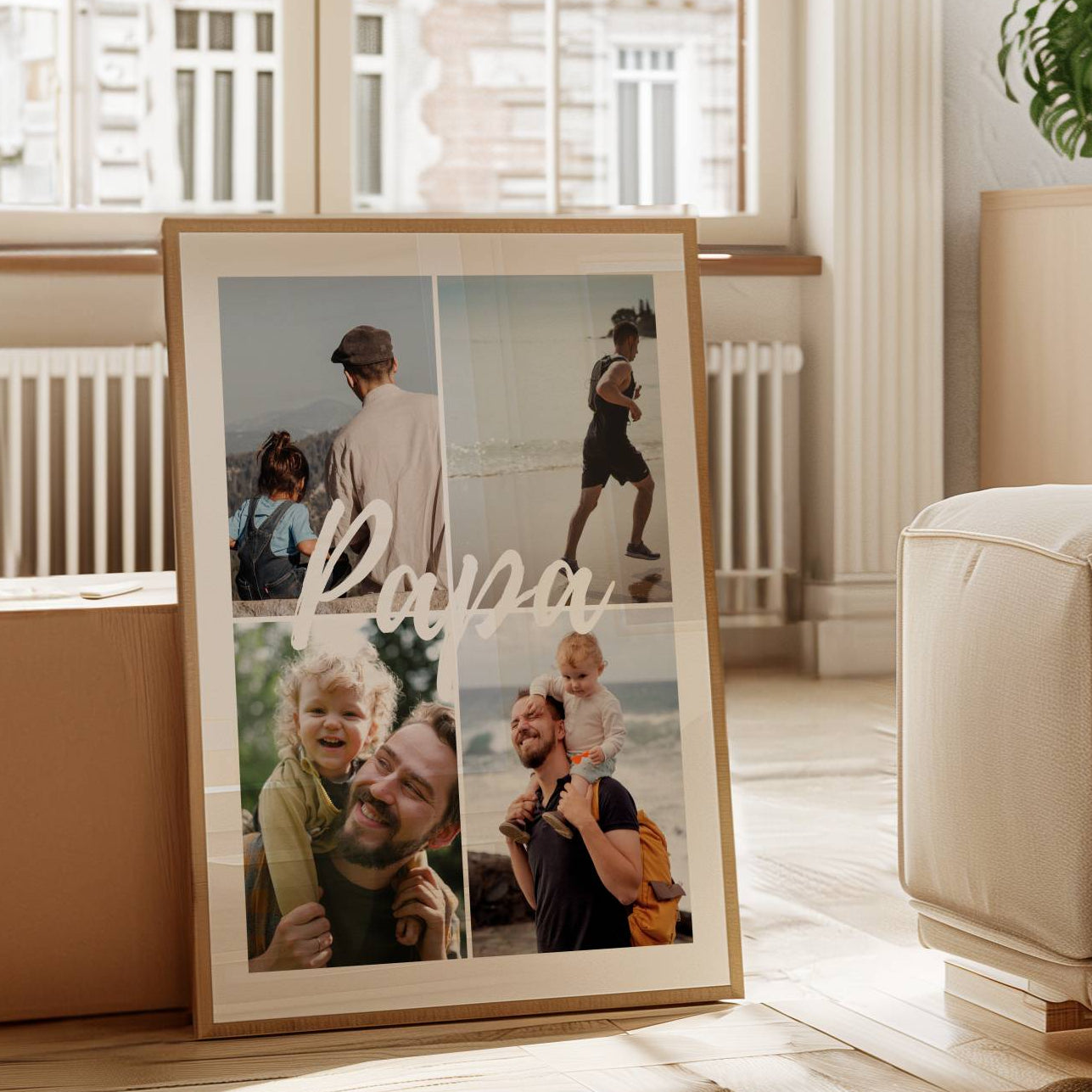 Poster papa personnalisé avec plusieurs photos souvenir et message, idée cadeau touchante