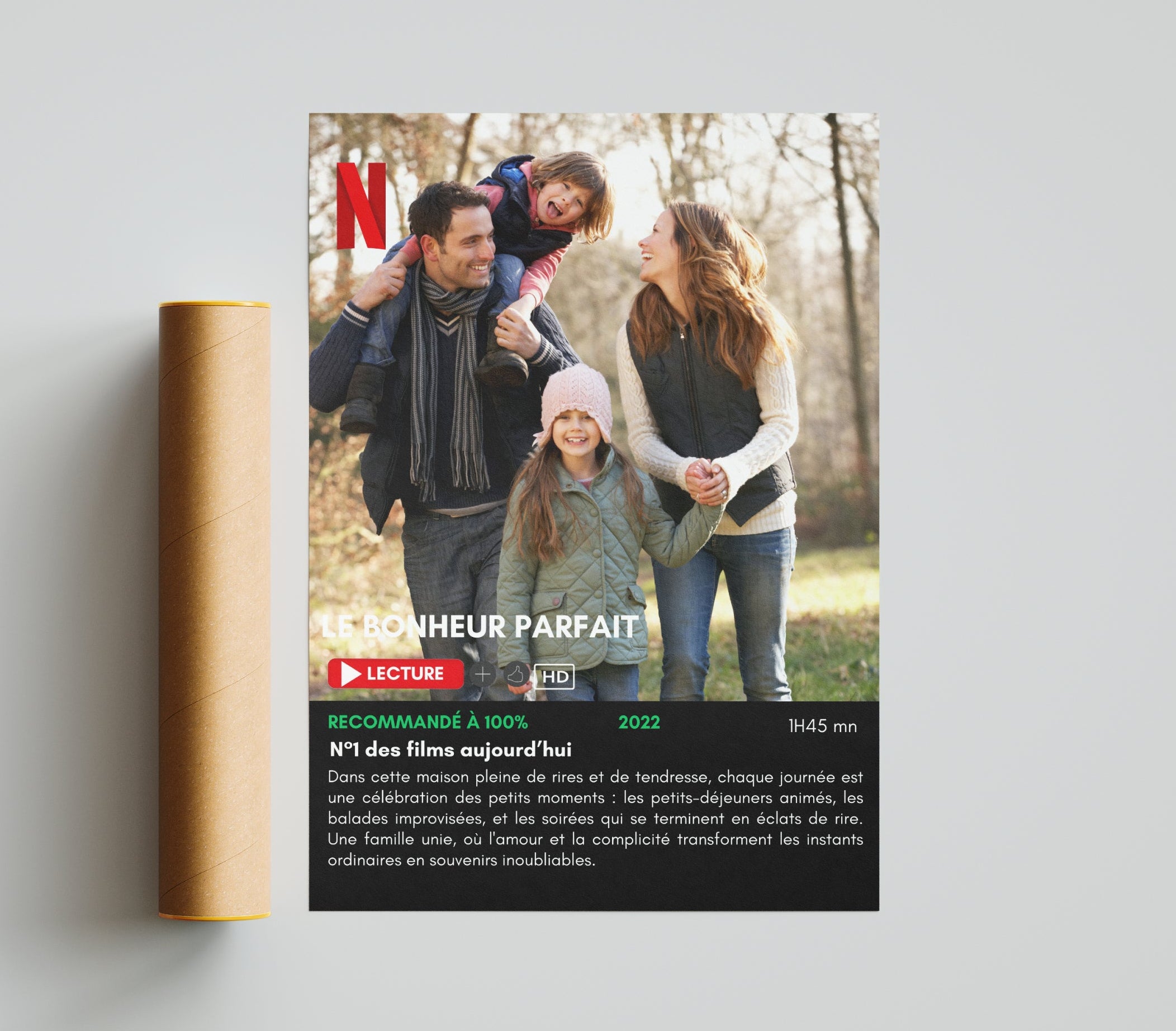 Poster style Netflix personnalisé avec acteurs, titre et décor