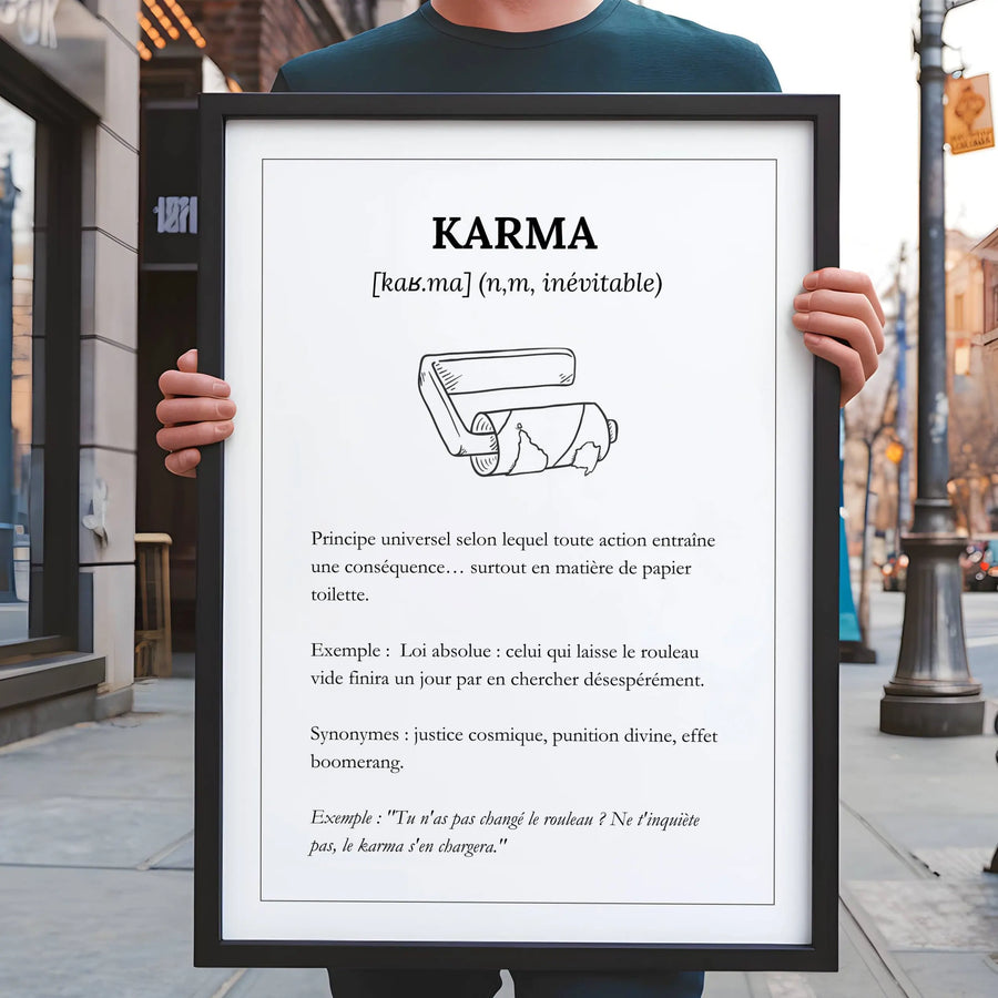 Affiche pour toilettes – texte humoristique karma