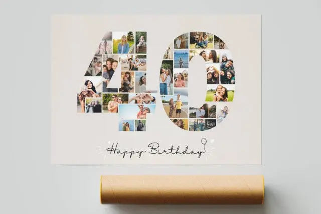 Affiche 40 ans personnalisée avec photos, idée cadeau anniversaire originale homme ou femme