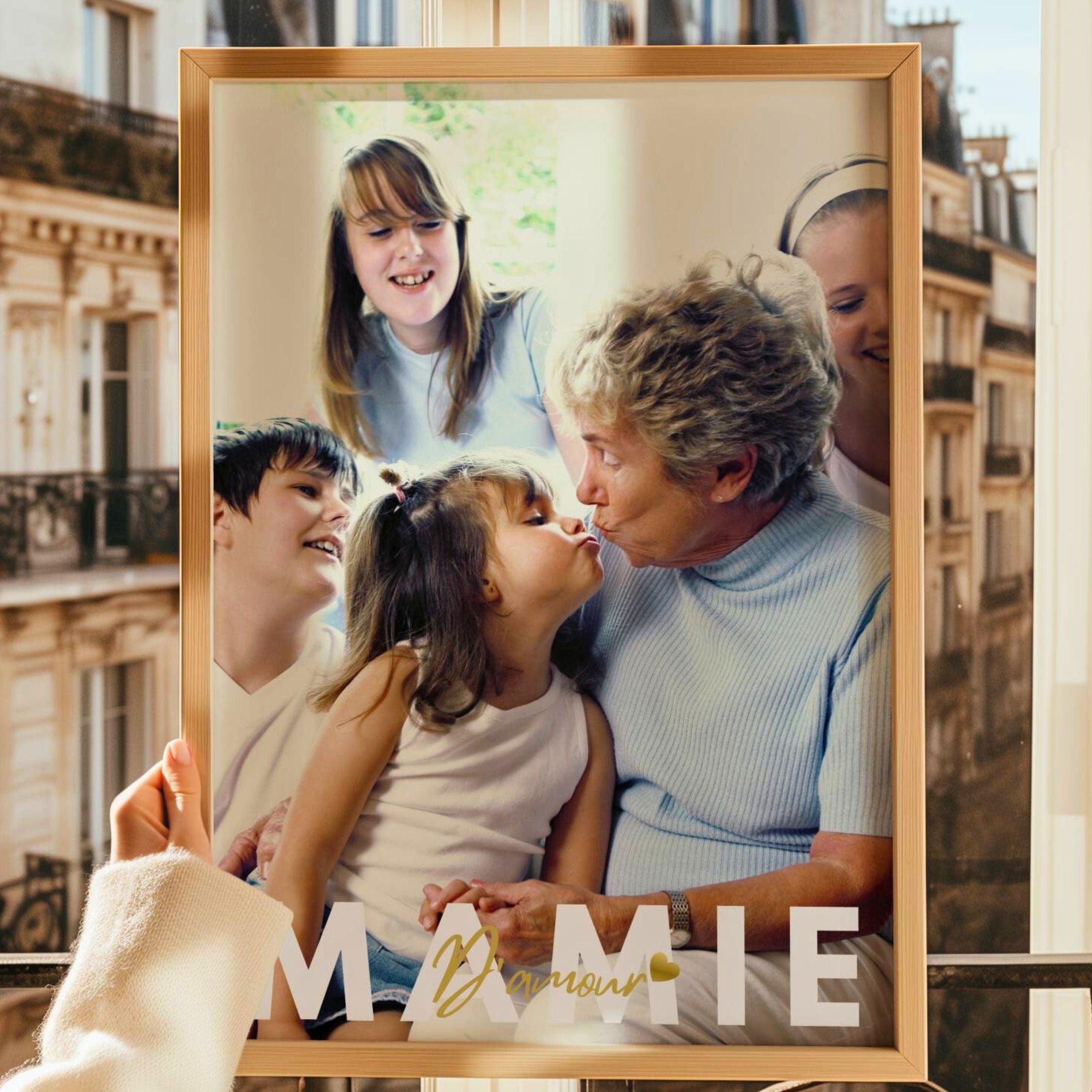 Affiche Mamie d’amour personnalisée avec photos, cadeau mamie plein d’émotion à offrir pour la fête des grands-mères ou Noël